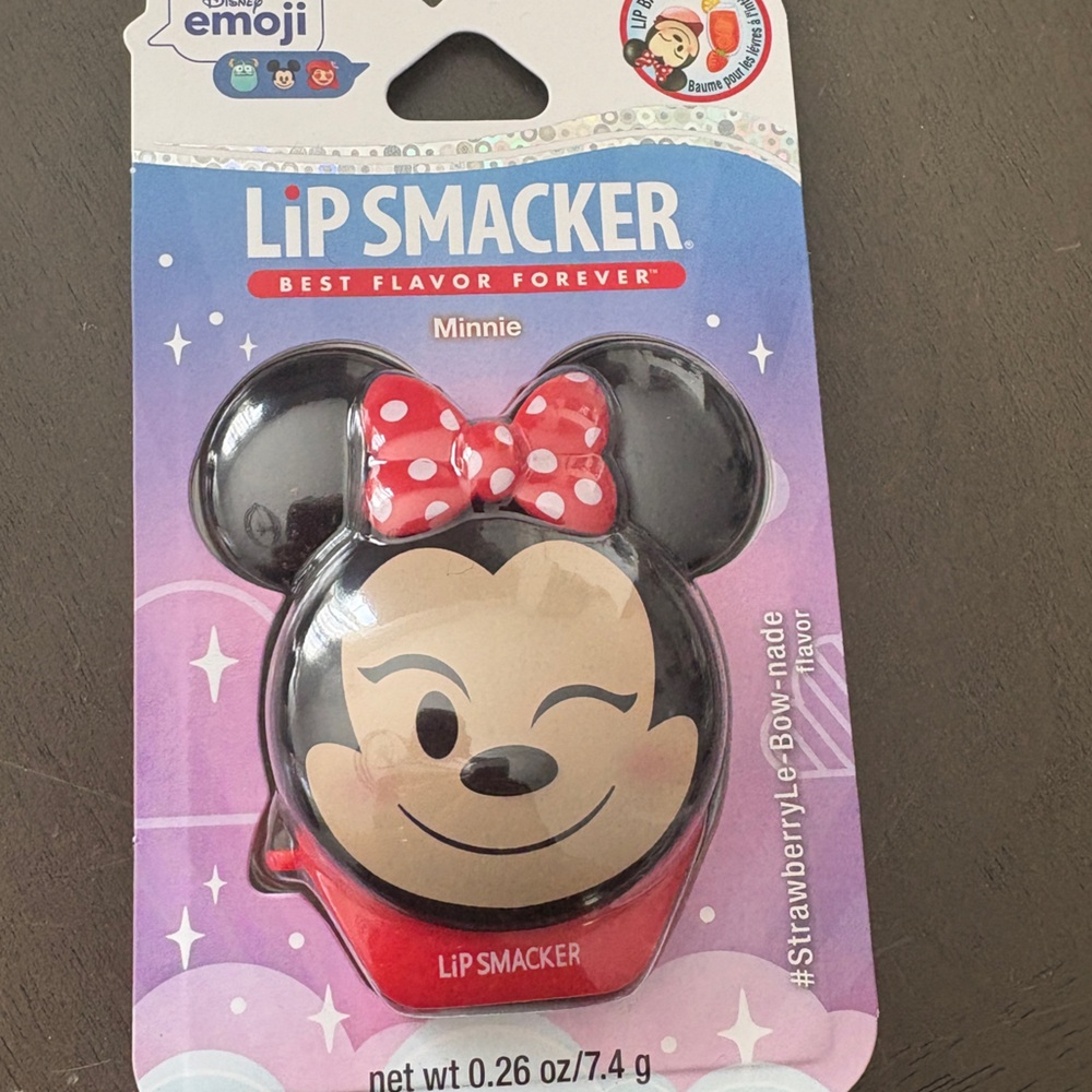 New-Lip Smacker Disney Minnie Mouse Emoji Lip Balm, StrawberryLe-Bow-Nade Flavor